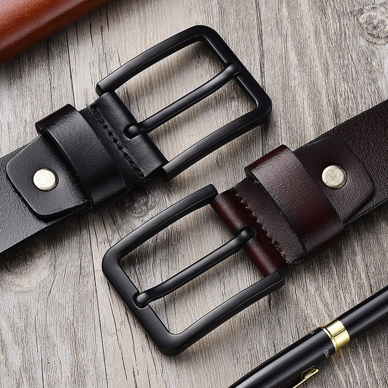 Black buckled leather belt GO Buy