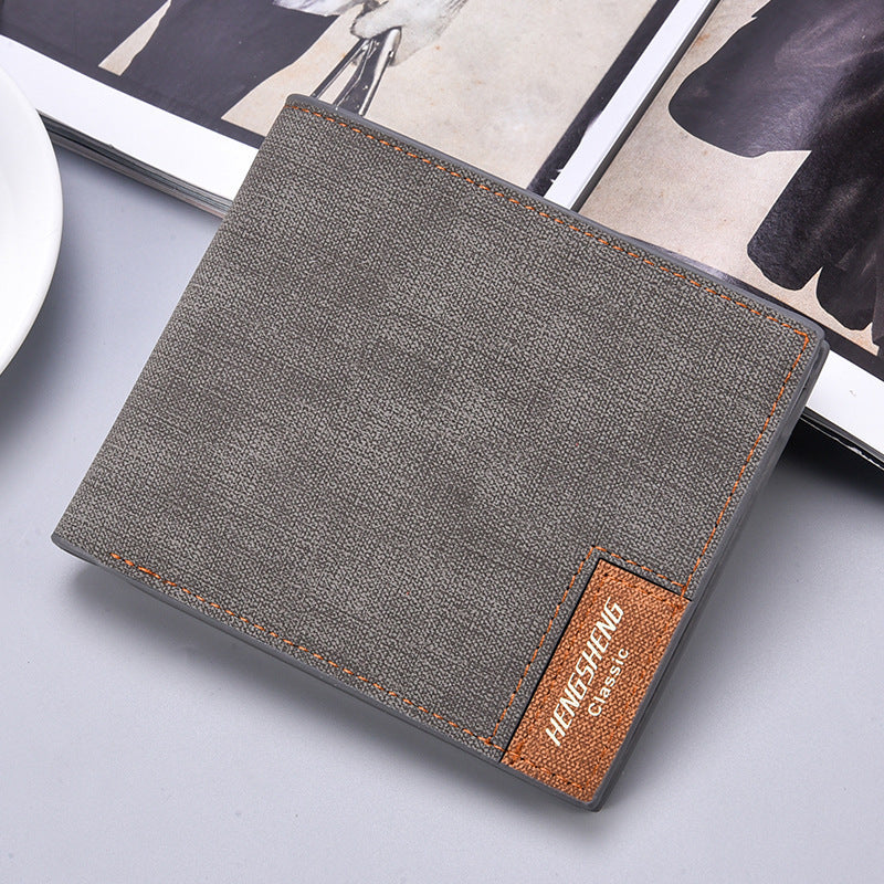 Men's Short Casual Canvas Pattern Thin Wallet GO Buy
