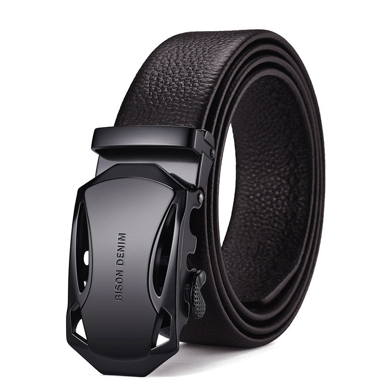 Men's Leather Belt Business Automatic Buckle Belt GO Buy