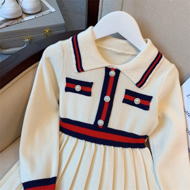Girls' Autumn Preppy Knitted Dress GO buy