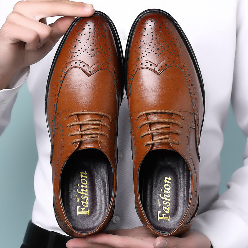 Block Carved Casual Leather Shoes For Men GO Buy