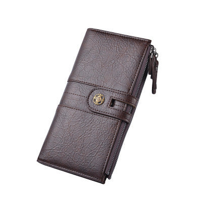 Men's Wallet Pu Long Wallet Retro Hand Phone Bag Buckle GO Buy