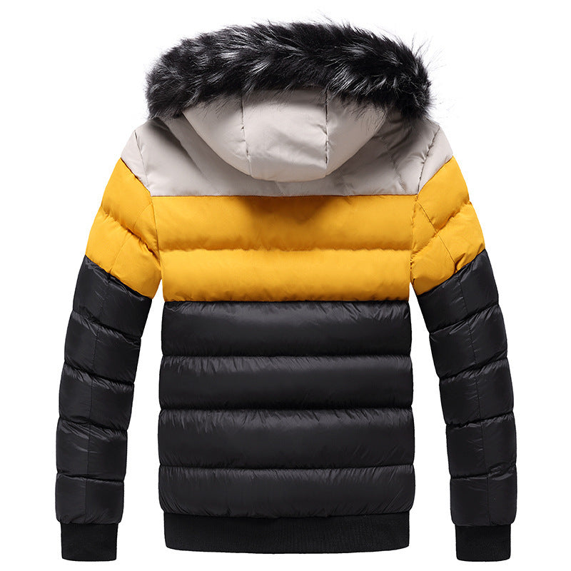 Trendy short padded coat with thick fur collar GO buy