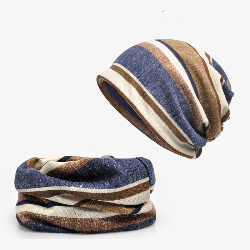 Striped Scarf Hat Men And Women All-match Pullover Hat Casual GO Buy