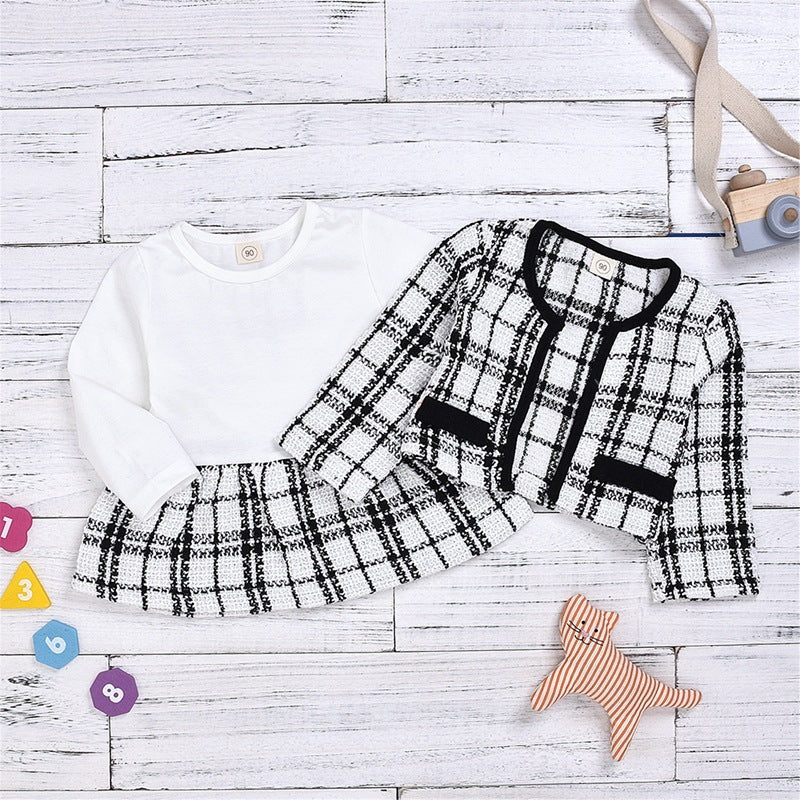 Long-sleeved Dresses Two-piece Children's Baby Small Incense Wind Suit GO buy