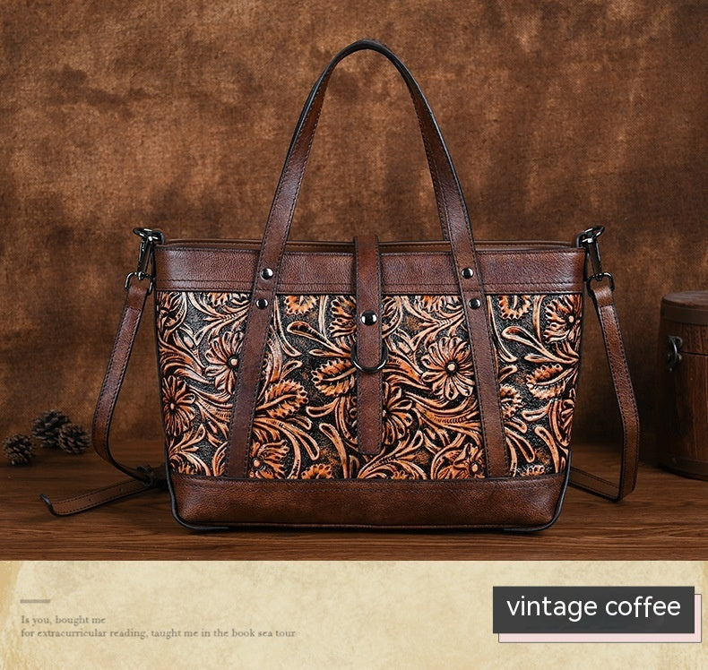 First Layer Cowhide Skeleton-skin Hand Carved Bag GO Buy