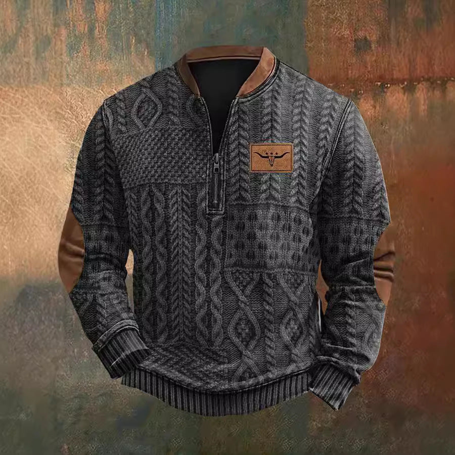 Autumn And Winter Printed Half Zipper Sweater With Buckle Gobuy Fashion