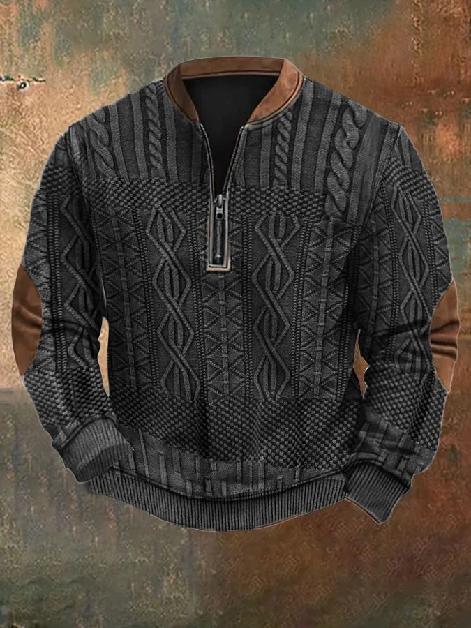 Autumn And Winter Printed Half Zipper Sweater With Buckle Gobuy Fashion