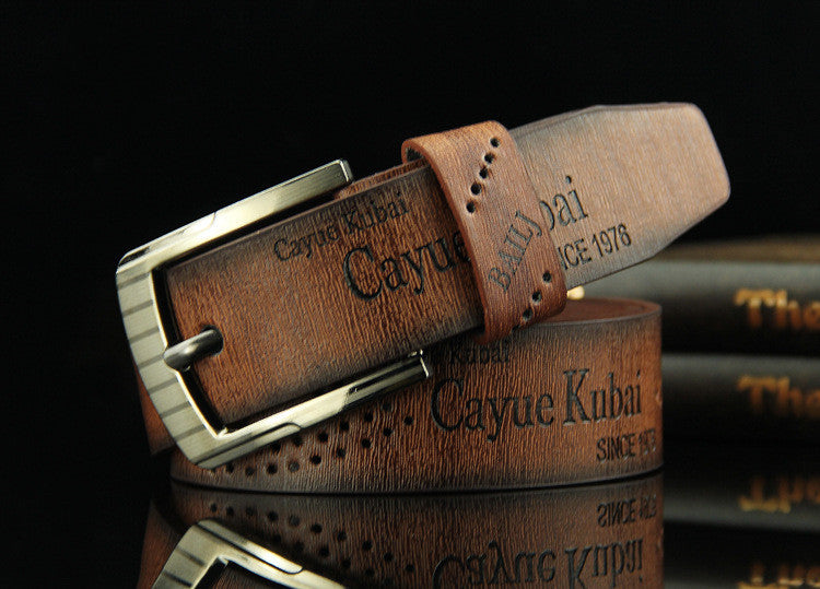 Pin buckle belt men's belt retro hollow casual belt GO Buy