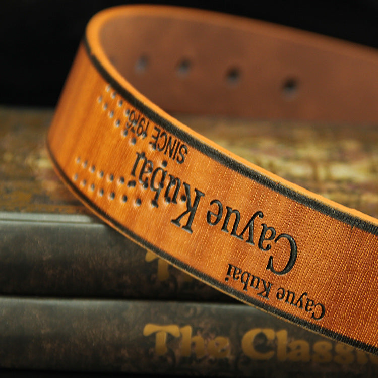 Pin buckle belt men's belt retro hollow casual belt GO Buy