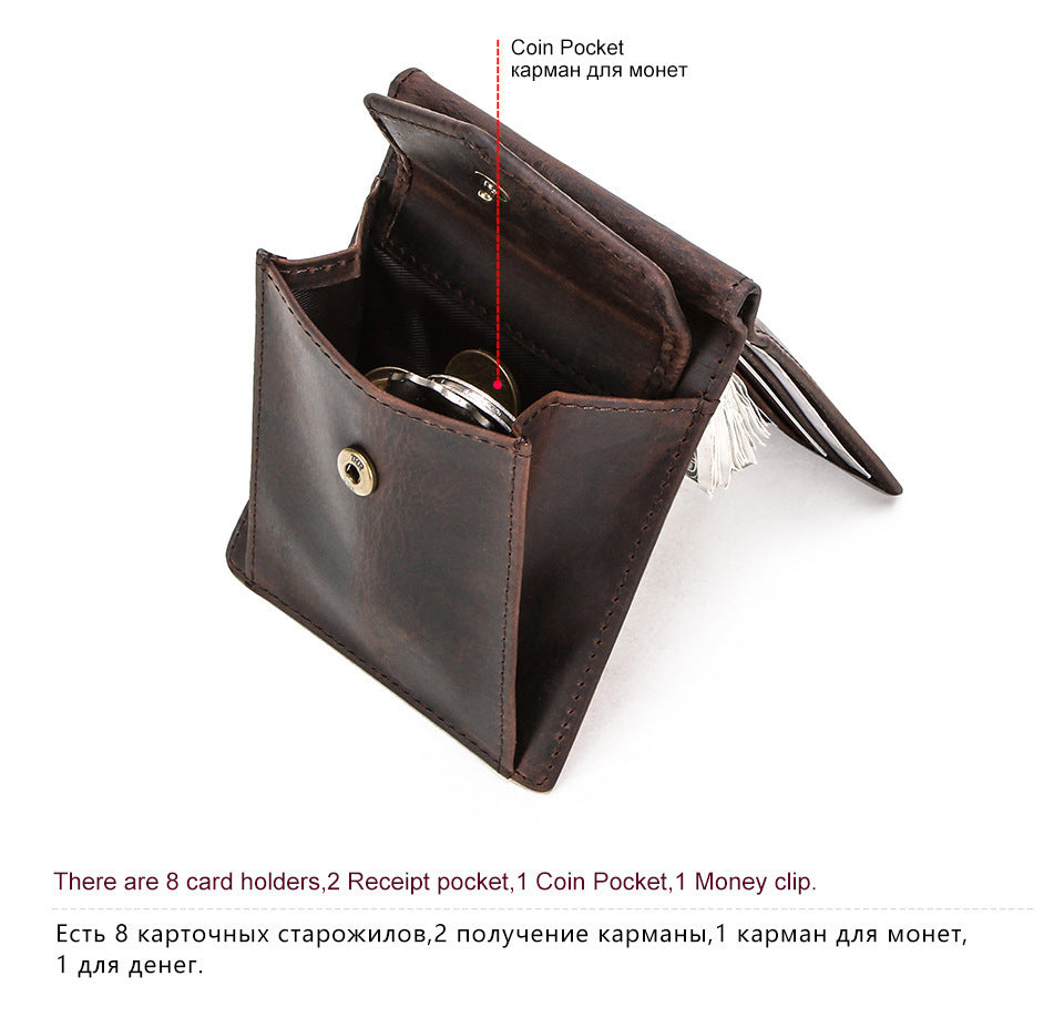 Retro Crazy Horse Cowhide Multifunctional Card Bag GO Buy
