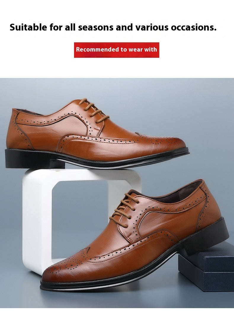 Block Carved Casual Leather Shoes For Men GO Buy