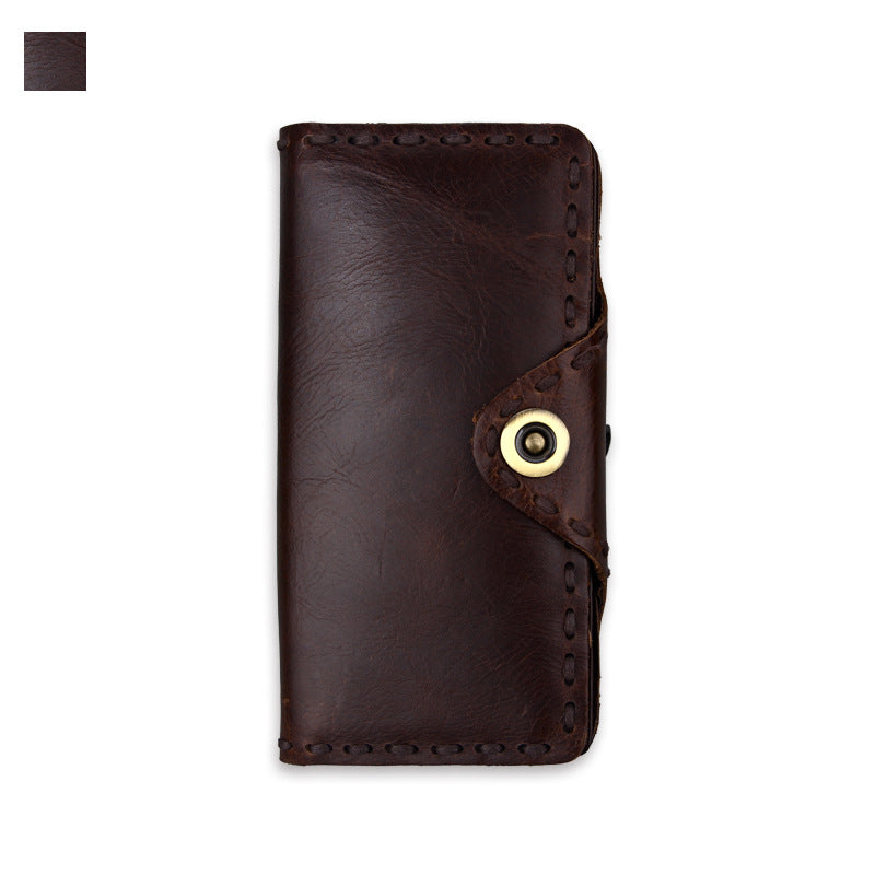 Vintage Men's Long Oily Leather First Layer Cowhide Wallet GO Buy