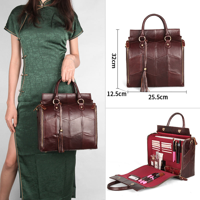 Women's Large Capacity Genuine Leather Multifunctional Portable Shoulder Bag GO Buy