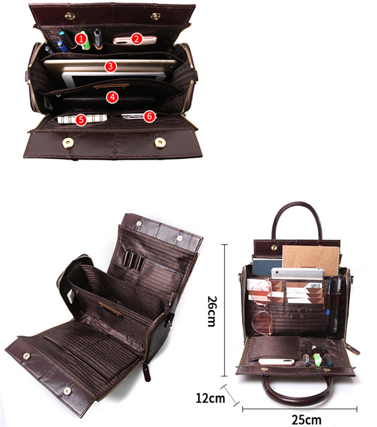 Women's Large Capacity Genuine Leather Multifunctional Portable Shoulder Bag GO Buy