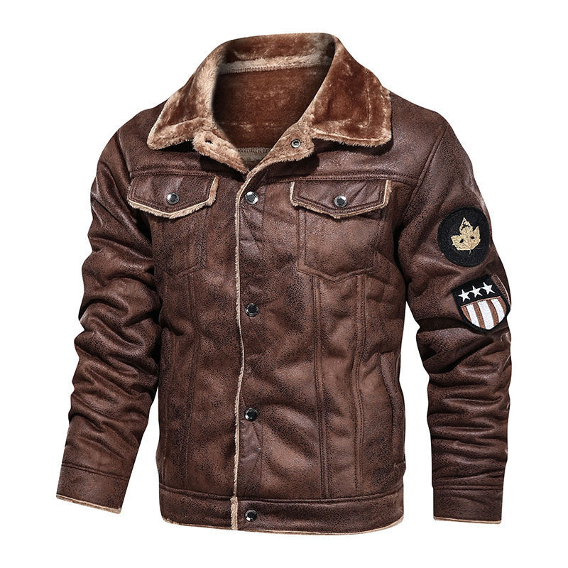 Men's Lapel Deerskin Plus Velvet Thick Fur Coat GO Buy