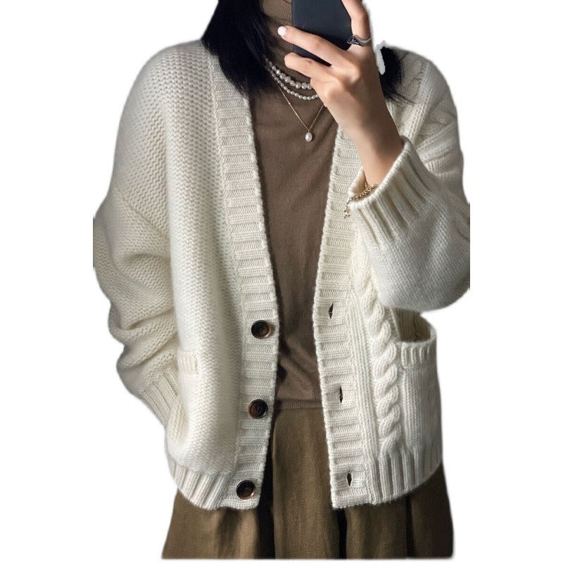 Women's Cashmere Twist Knit Sweater Jacket GO buy