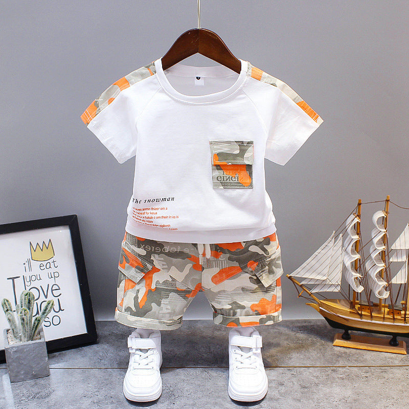 Summer Letter Lapel Short Sleeve Two-piece Suit GO buy
