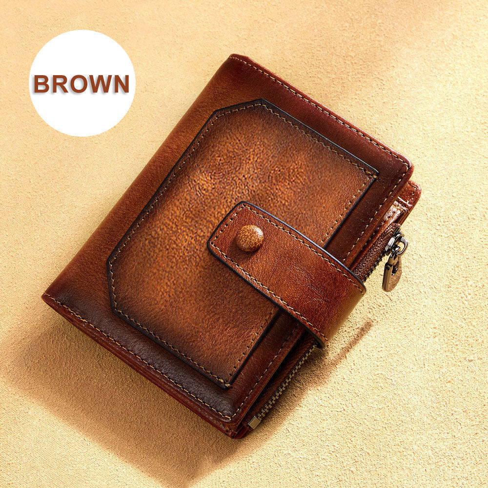 Men's Leather Wallet Three Fold Multi Card Space GO Buy