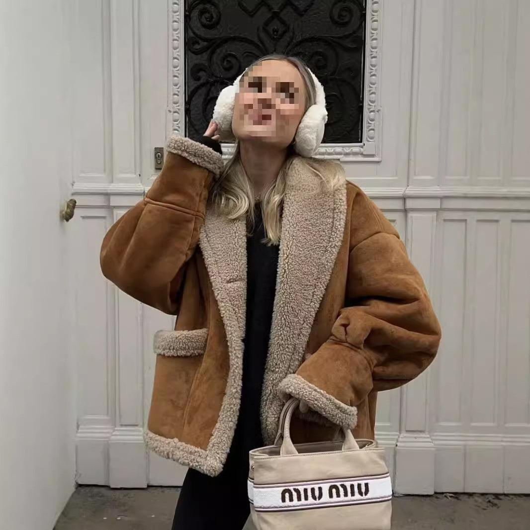 Women's Casual Lapel Loose Woolen Coat GO buy