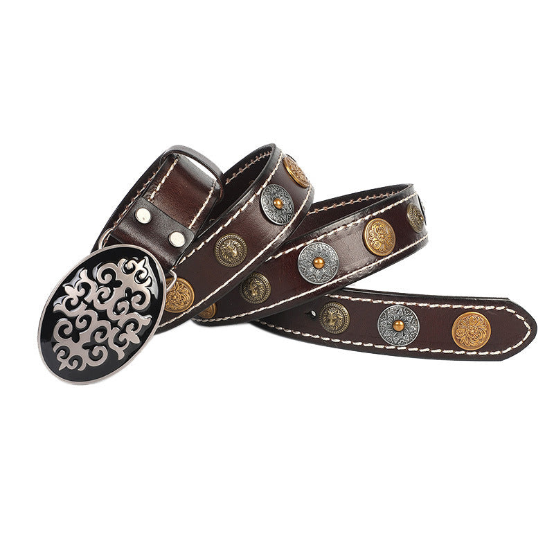 Leather Belt With Smooth Buckle For Men's Belt GO Buy