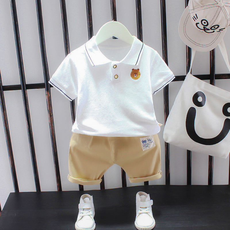 Summer Letter Lapel Short Sleeve Two-piece Suit GO buy