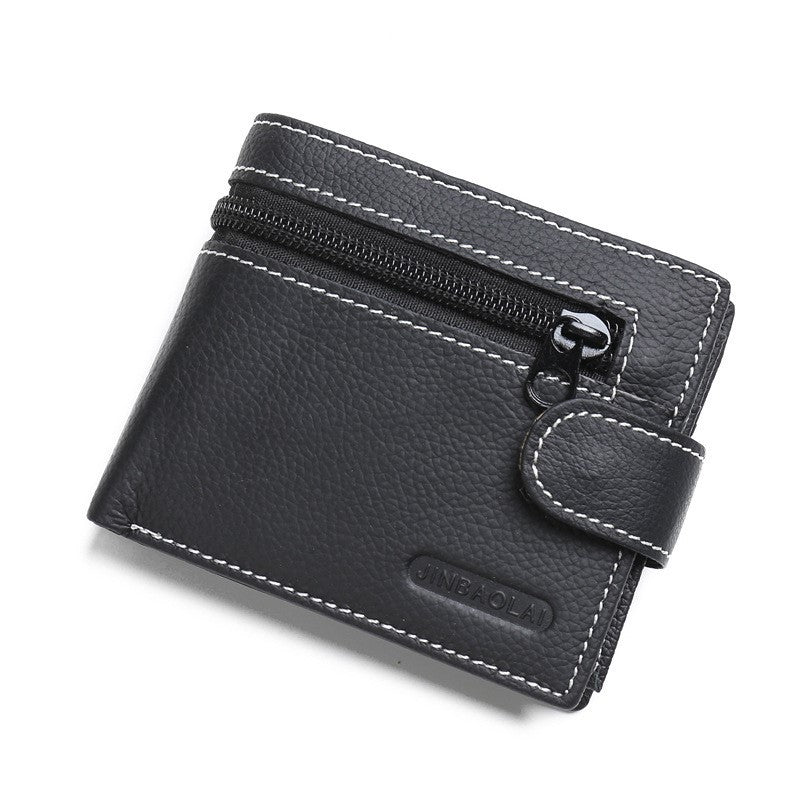 Men's leather wallet with zipper and buckle GO Buy