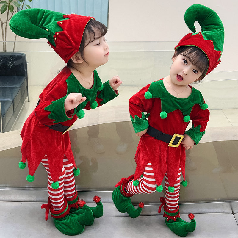 Christmas Children's Elf Dress Suit Costume GO buy