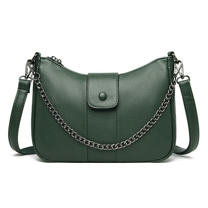 One-shoulder Diagonal Bag Lychee Pattern Soft Leather GO Buy