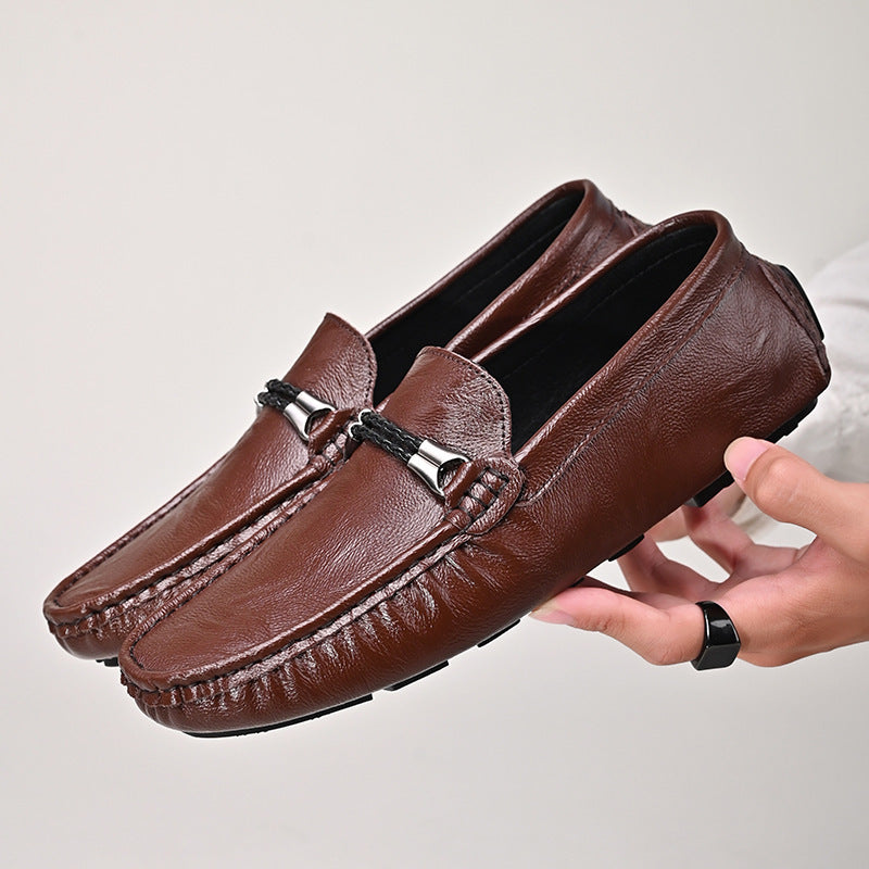 Plus Size Cowhide Casual Shoes Men's British One Pedal Loafers Gobuy Fashion