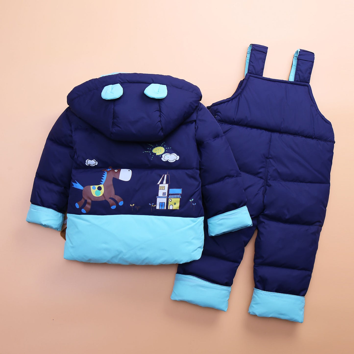 Casual Children Thick Down Jacket Suit GO buy