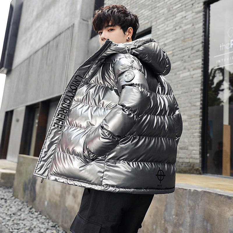 Winter New Bright Surface Cotton-padded Clothes Couple's Fashion Brand Bread Coat Cotton-padded Clothes GO Buy