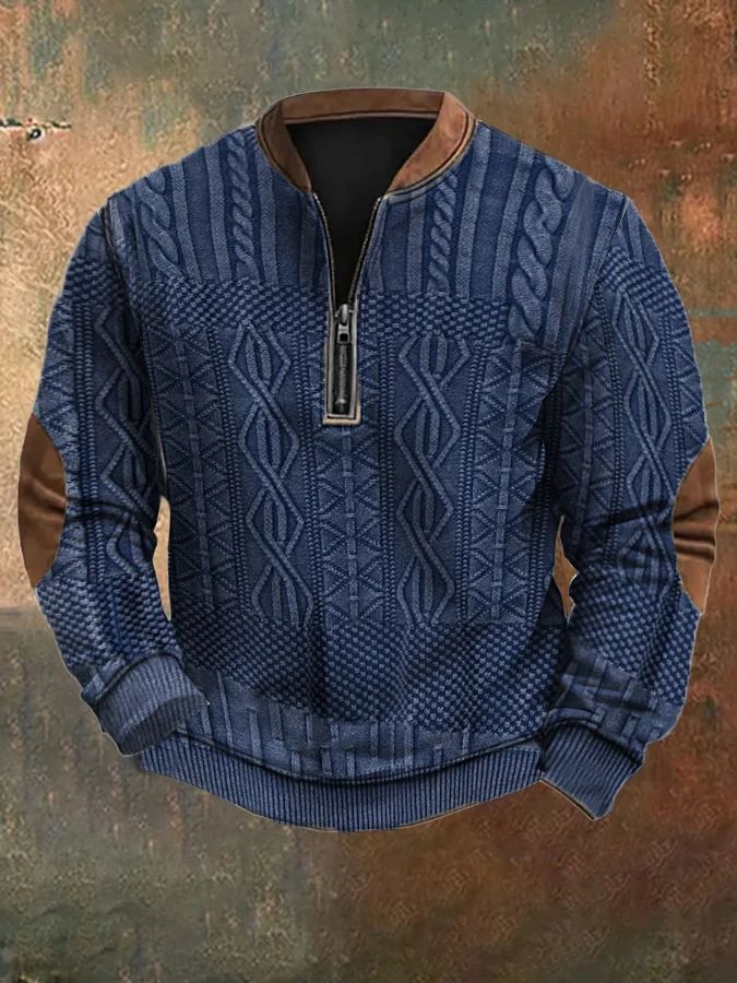 Autumn And Winter Printed Half Zipper Sweater With Buckle Gobuy Fashion