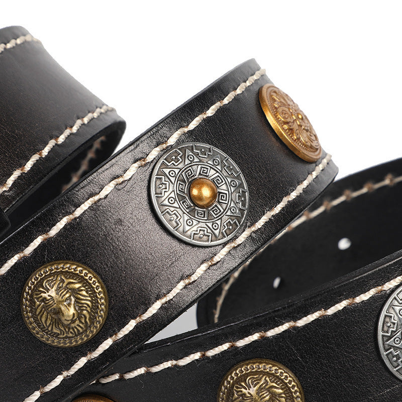 Leather Belt With Smooth Buckle For Men's Belt GO Buy