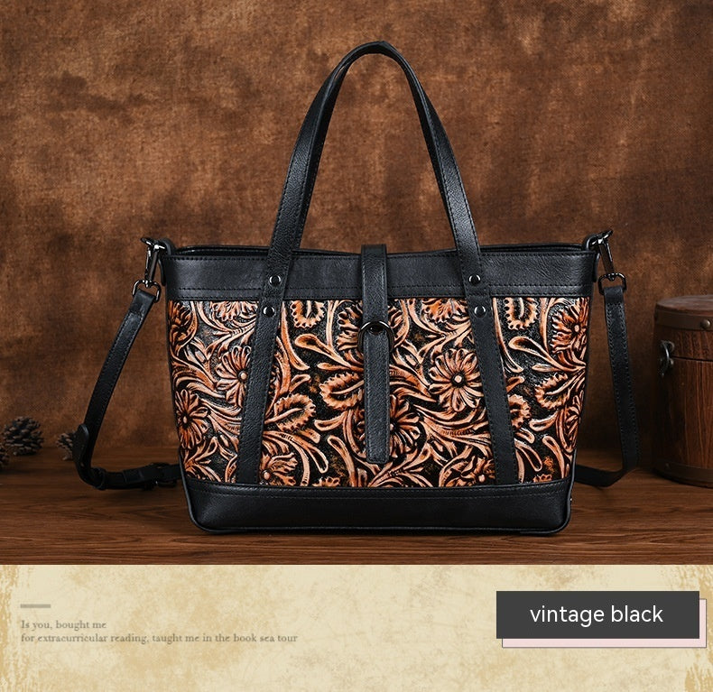 First Layer Cowhide Skeleton-skin Hand Carved Bag GO Buy