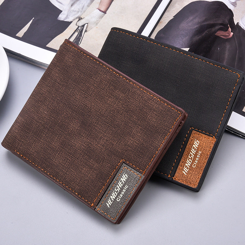 Men's Short Casual Canvas Pattern Thin Wallet GO Buy