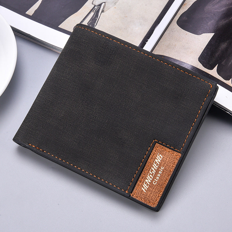 Men's Short Casual Canvas Pattern Thin Wallet GO Buy