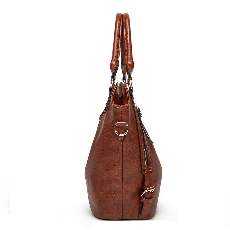 Women's Handbag Large Capacity Single Shoulder Messenger Oil Leather Bag GO Buy