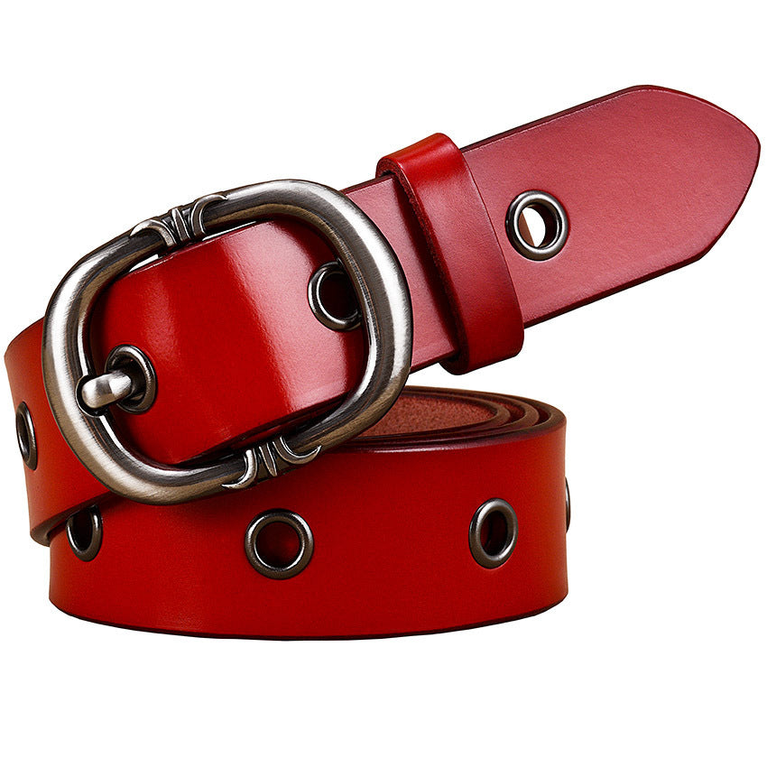 Ladies Belt Leather Belt Fashion Two-layer Cowhide Alloy Pin Buckle Belt GO Buy