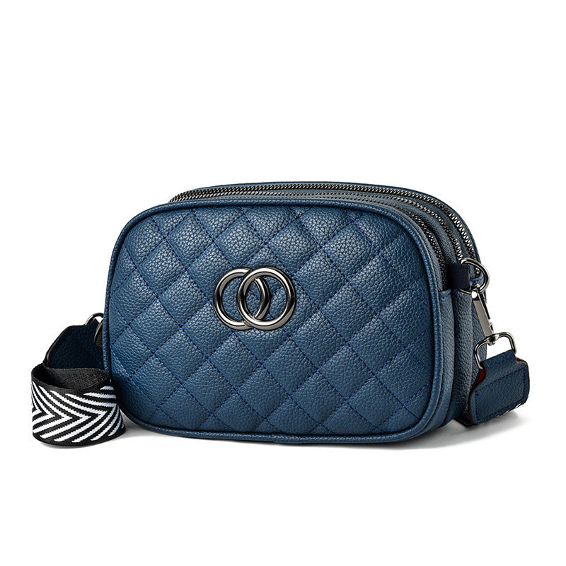 Fashion Shoulder Bag With Three Zippers Wide Shoulder Strap Small Square Bag Women GO Buy