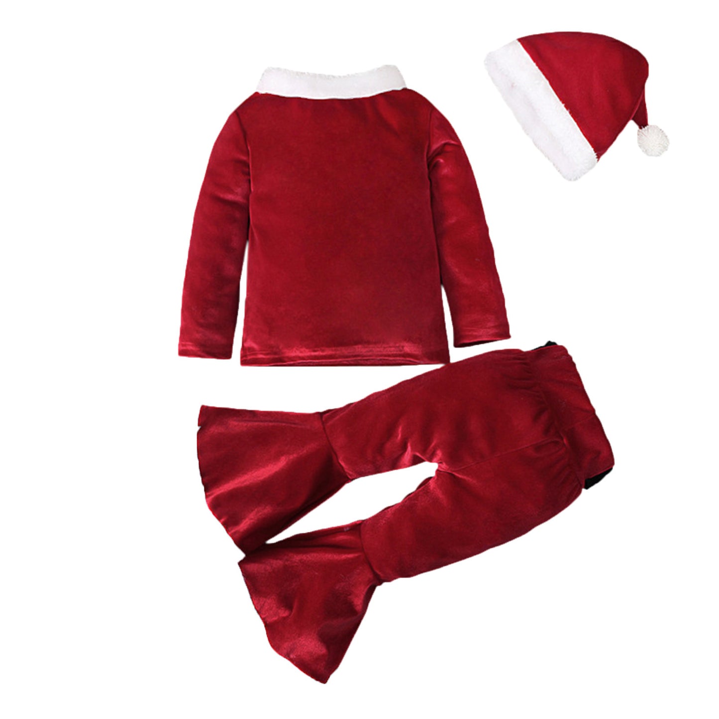 Winter Christmas Long-sleeved Shirt Bell Bottoms Hat Three-piece Children's Clothing GO buy