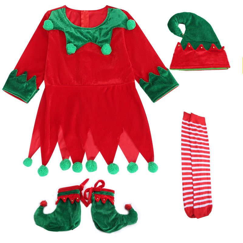 Christmas Children's Elf Dress Suit Costume GO buy