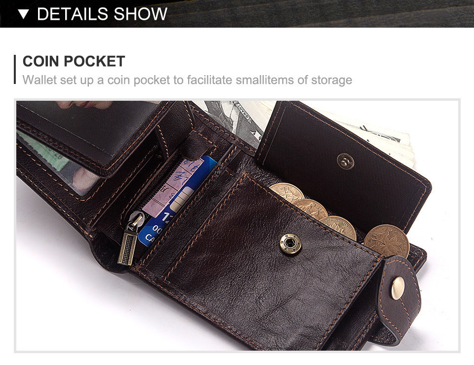 Men's Multi-card Anti-magnetic Real Cowhide Wallet GO Buy