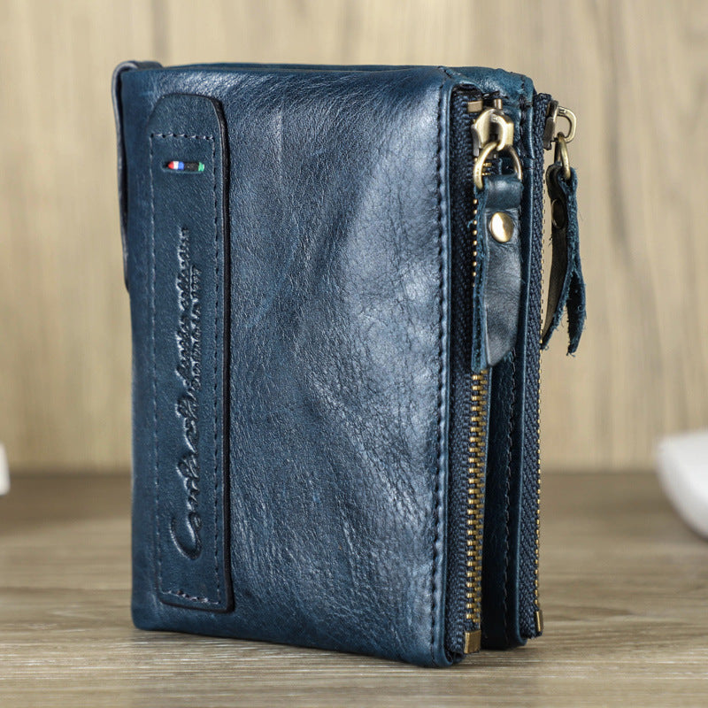 Genuine Leather Men's Short Chic Coin Purse GO Buy