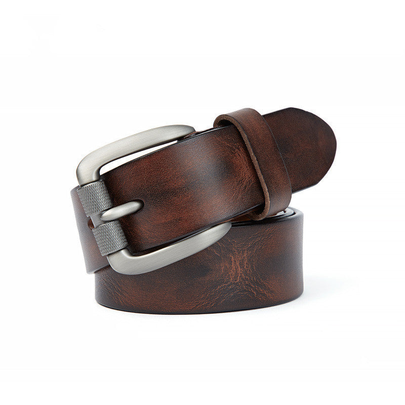 Men's Belt Vegetable Tanned Top Layer Cowhide Belt Stitch Denim Pants Belt GO Buy