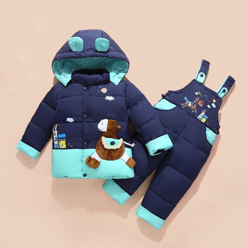 Casual Children Thick Down Jacket Suit GO buy