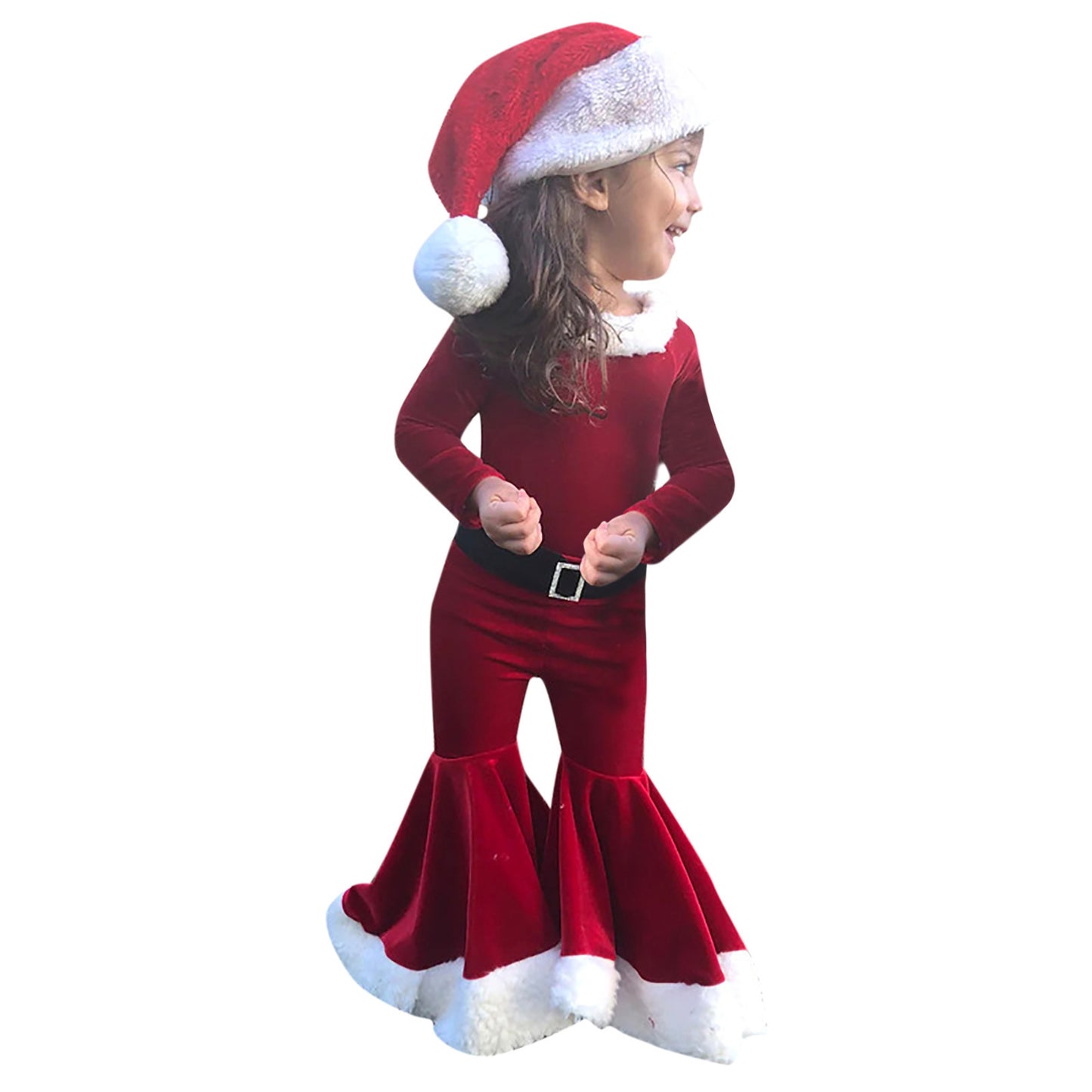 Winter Christmas Long-sleeved Shirt Bell Bottoms Hat Three-piece Children's Clothing GO buy