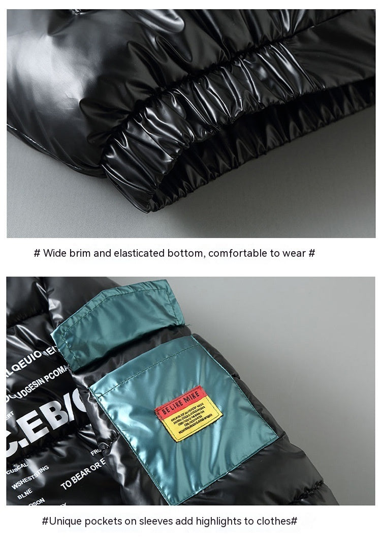 Winter Down Thick Bright Leather Cotton-padded Jacket GO buy