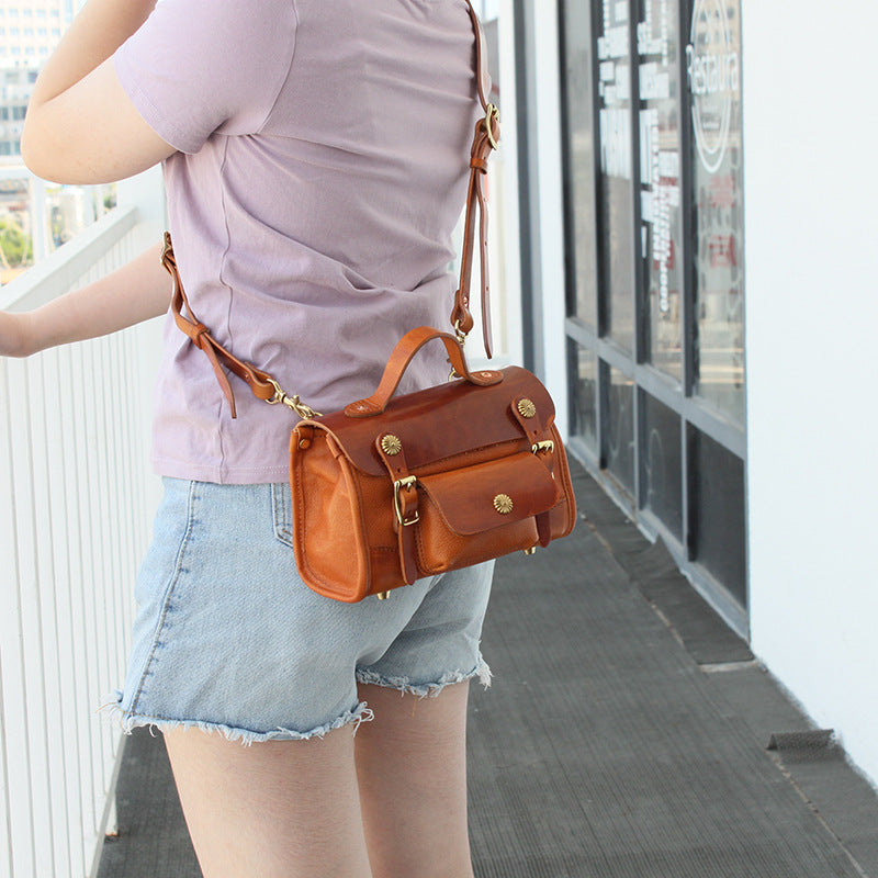 Head Layer Tree Cream Vegetable Tanned Cow Leather Messenger Bag GO Buy