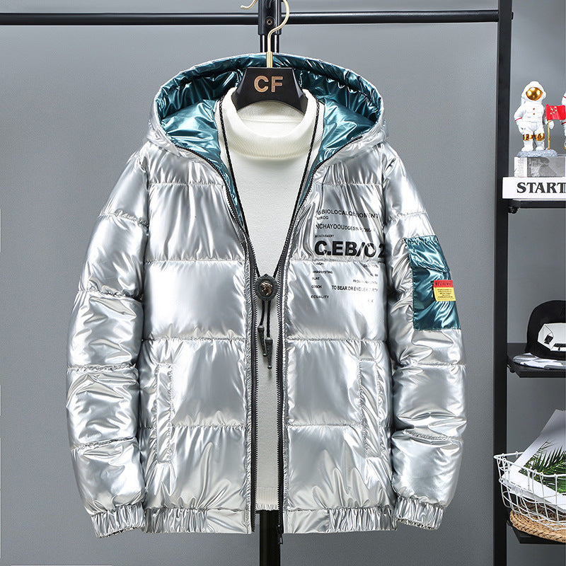 Winter Down Thick Bright Leather Cotton-padded Jacket GO buy
